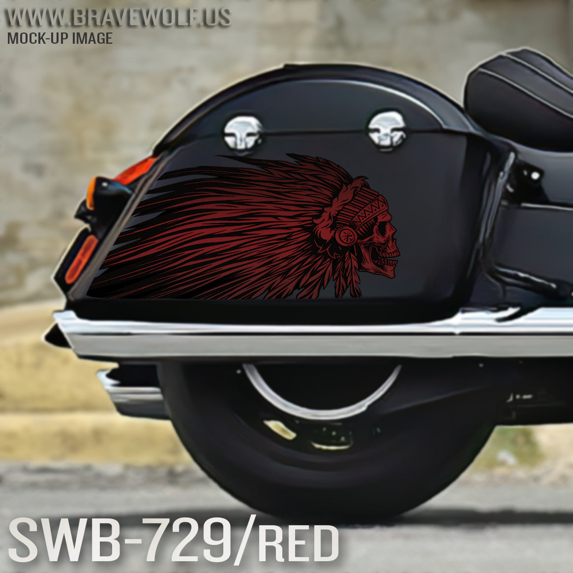 Saddlebag DecalsSWB729Red Brave Wolf Customs