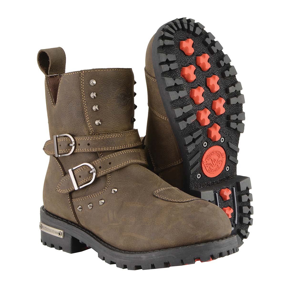 Milwaukee Brown Leather Motorcycle Boots Milwaukee Leather Brown Motorcycle Harness Boots | Leather  main image 2