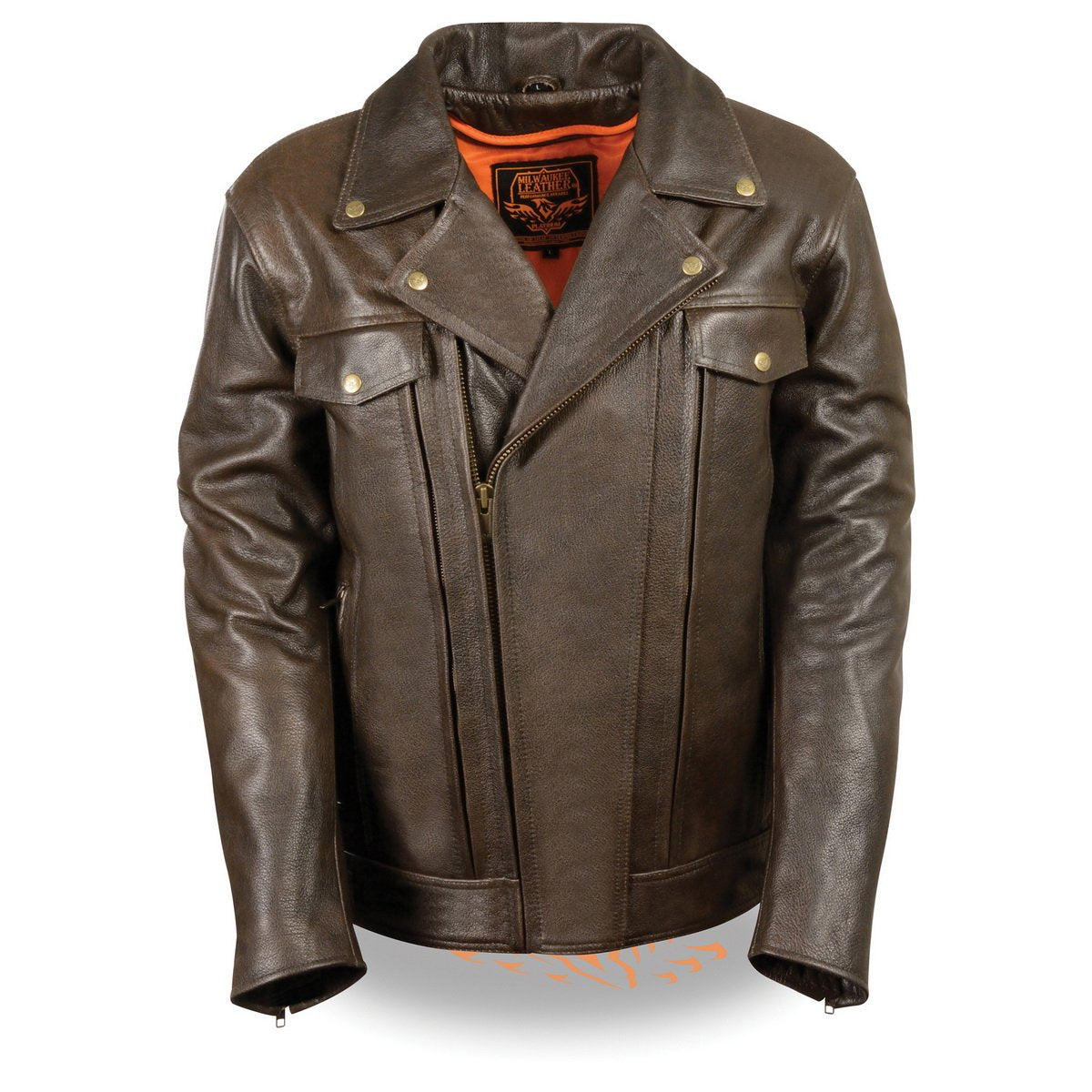 Milwaukee Leather MLM1522 Men's 'Vented' Retro Brown Leather
