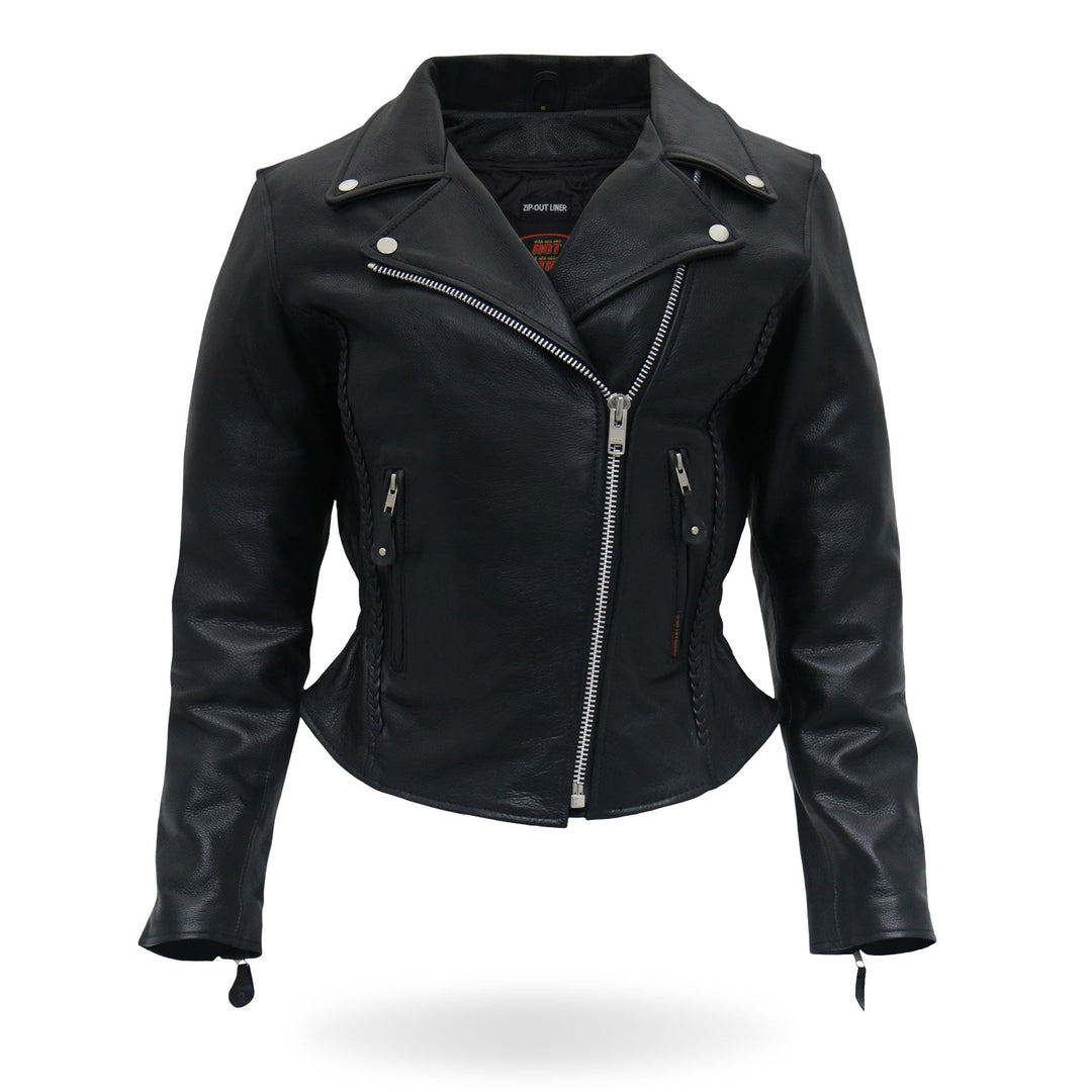 2024 Black rivet genuine leather jacket with hooded liner, liner is removable via zip