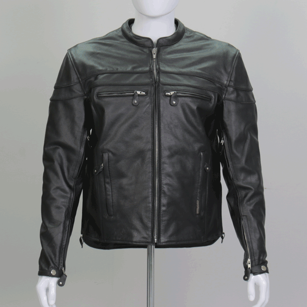 Hot Leathers JKM1011 Men's Black Biker Leather Motorcycle Jacket