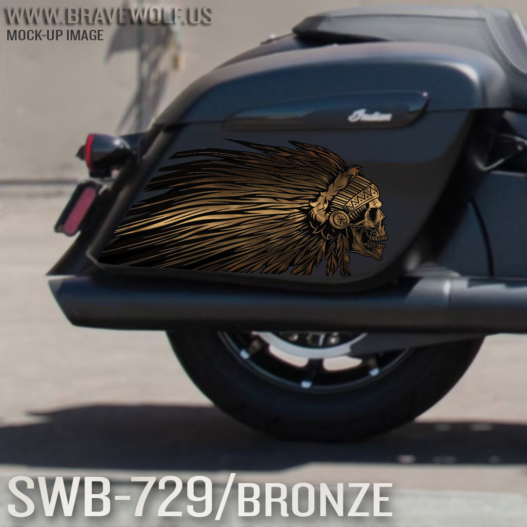 【極厚カウレザー】ビンテージ ボディバッグ カスタム ペイント　ステンシル Indian Saddlebag Decals-SWB729-Bronze – Brave Wolf Customs