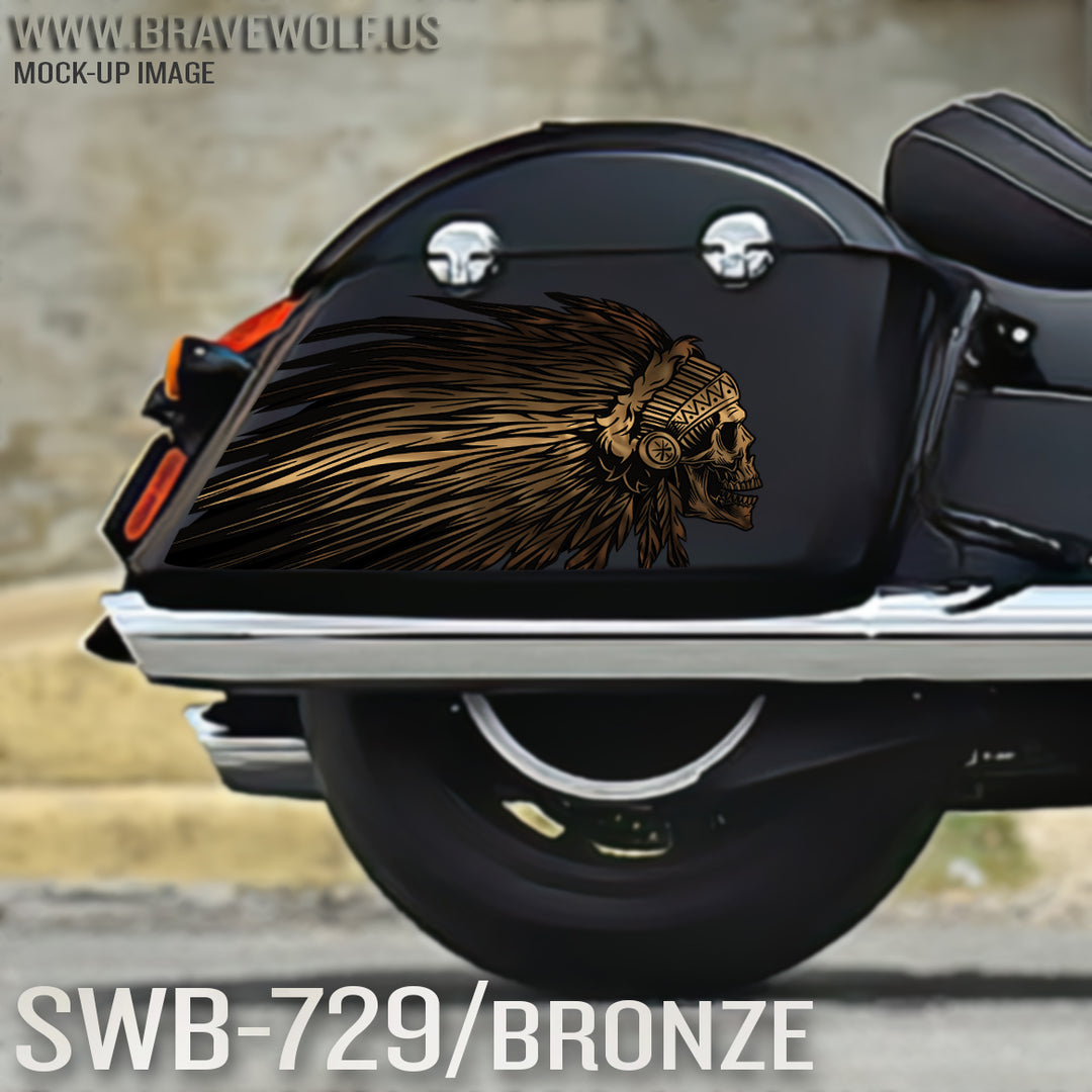 【極厚カウレザー】ビンテージ ボディバッグ カスタム ペイント　ステンシル Indian Saddlebag Decals-SWB729-Bronze – Brave Wolf Customs