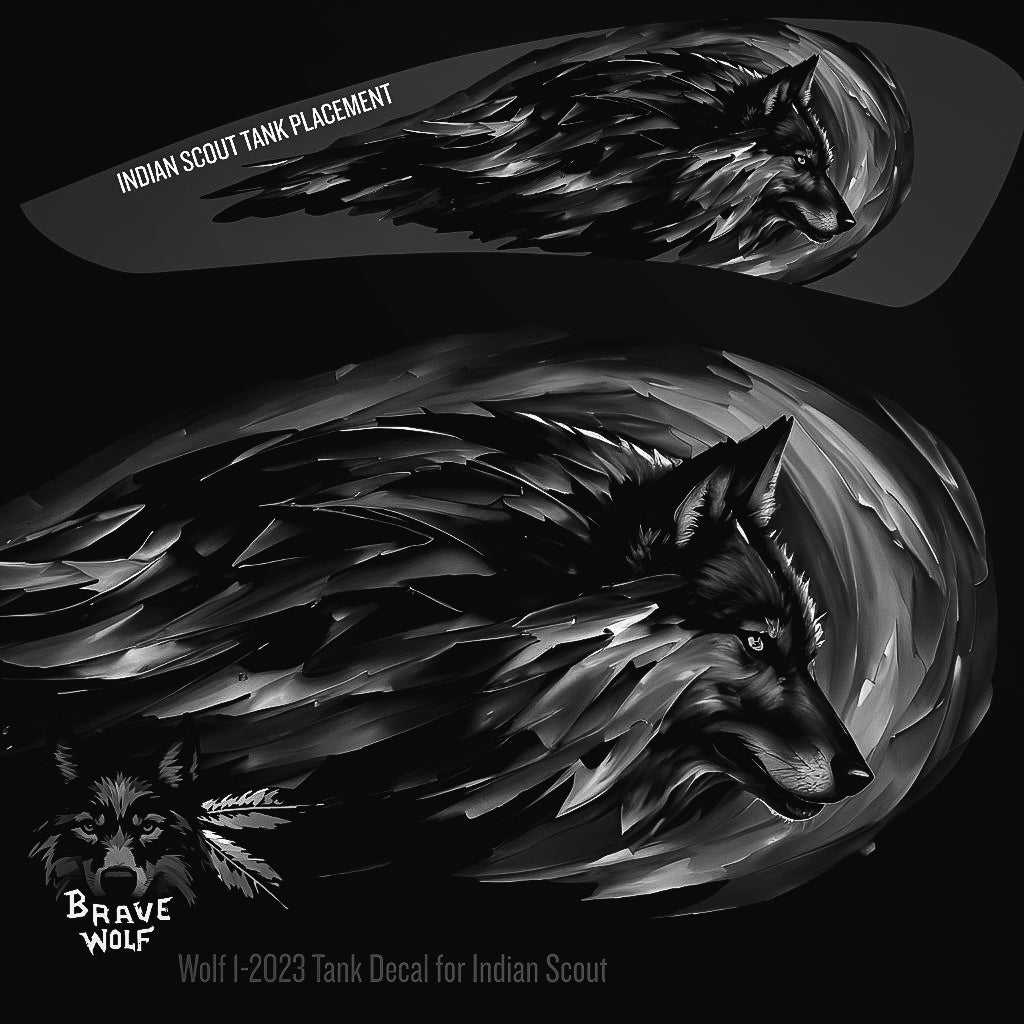 Wolf 1-2023 - Indian Scout Tank Decal-B&W – Brave Wolf Customs