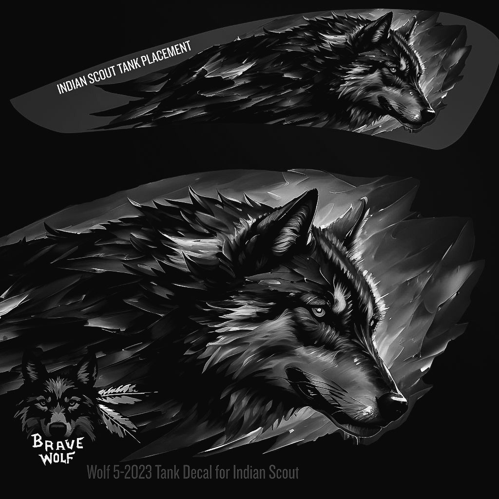 Wolf 5-2023 - Indian Scout Tank Decal-B&W – Brave Wolf Customs