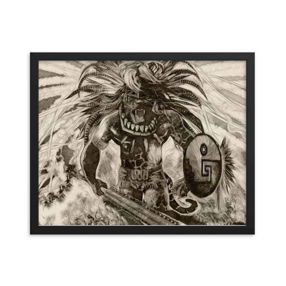 Póster enmarcado Guerrero Jaguar Azteca – Brave Wolf Customs