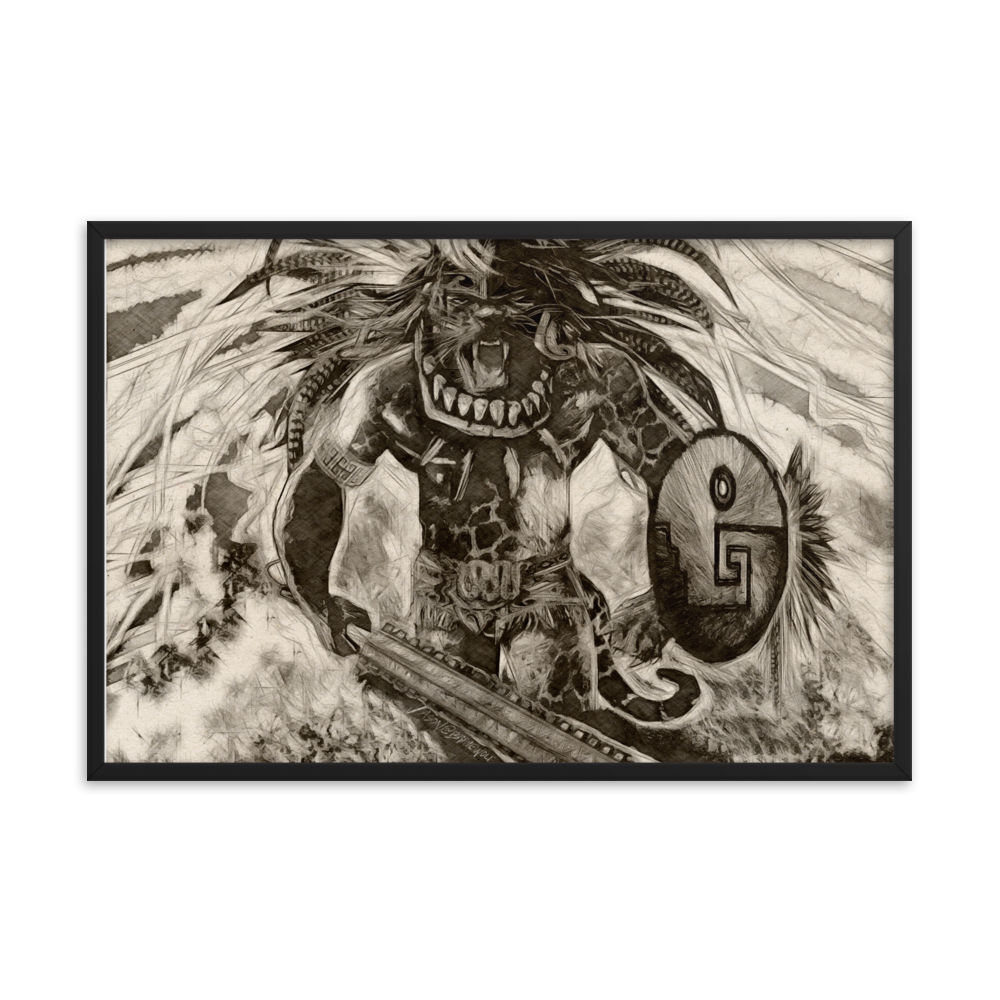Azteca Jaguar Warrior Framed poster – Brave Wolf Customs